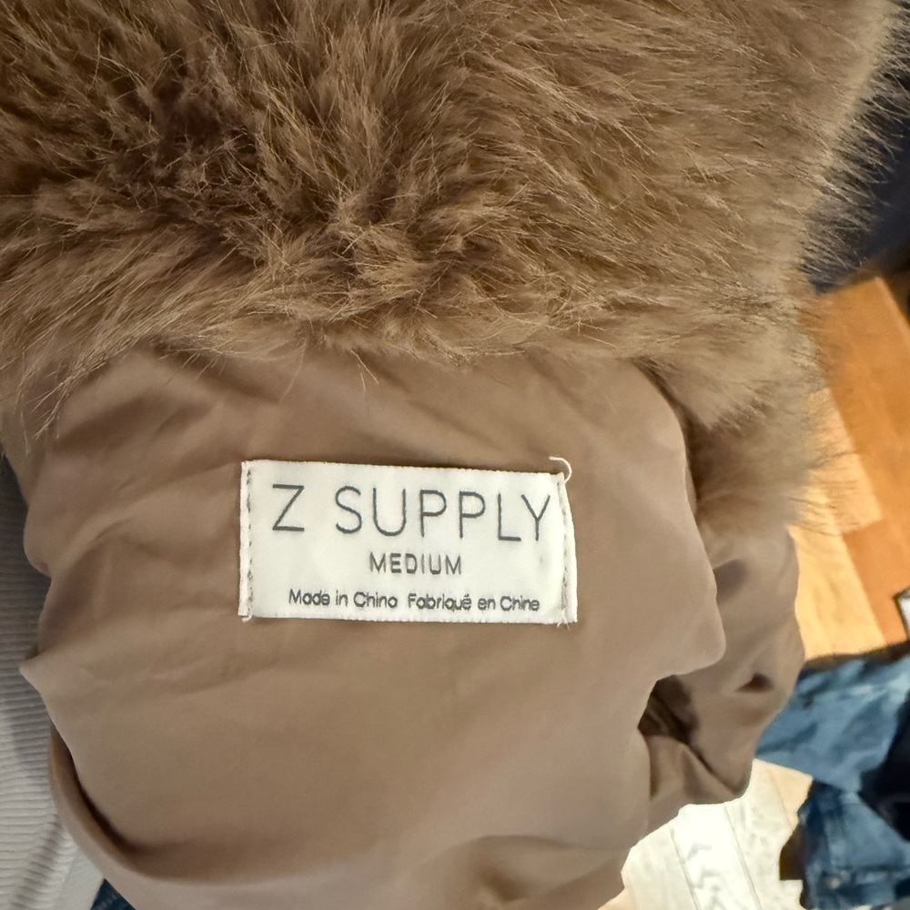 Z Supply Women's Faux Fur Jacket in Camel Brown - Picture 3 of 3